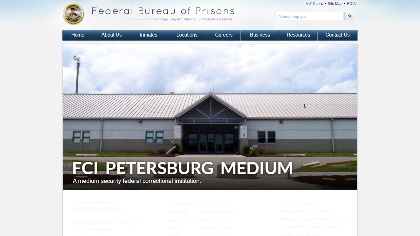 FCI Petersburg Medium - Federal Bureau of Prisons